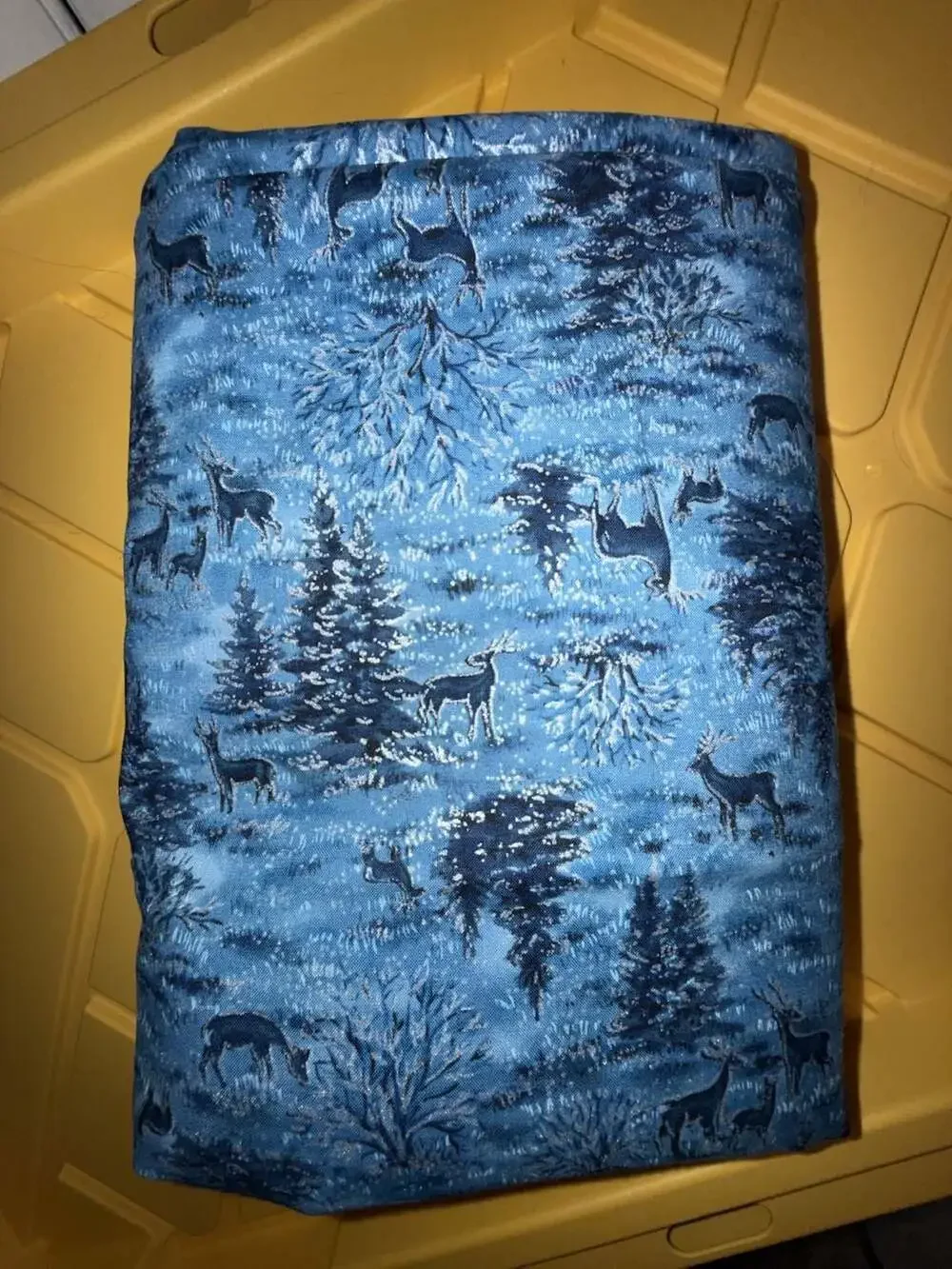 Holly Hill Screen Print Christmas Winter Forest Deer Cotton Fabric